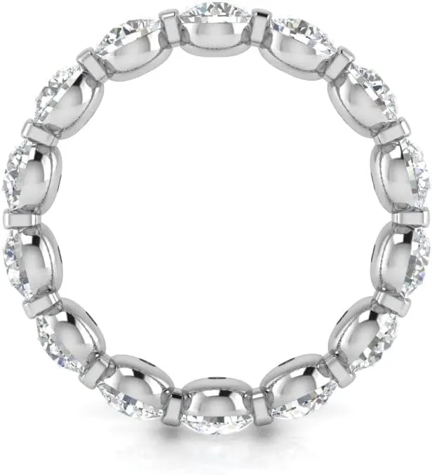 TwoBirch Platinum Plated Sterling Silver Round Cut Moissanite Eternity Ring (4 MM) (GRA CERTIFIED)
