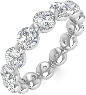 TwoBirch Platinum Plated Sterling Silver Round Cut Moissanite Eternity Ring (4 MM) (GRA CERTIFIED)