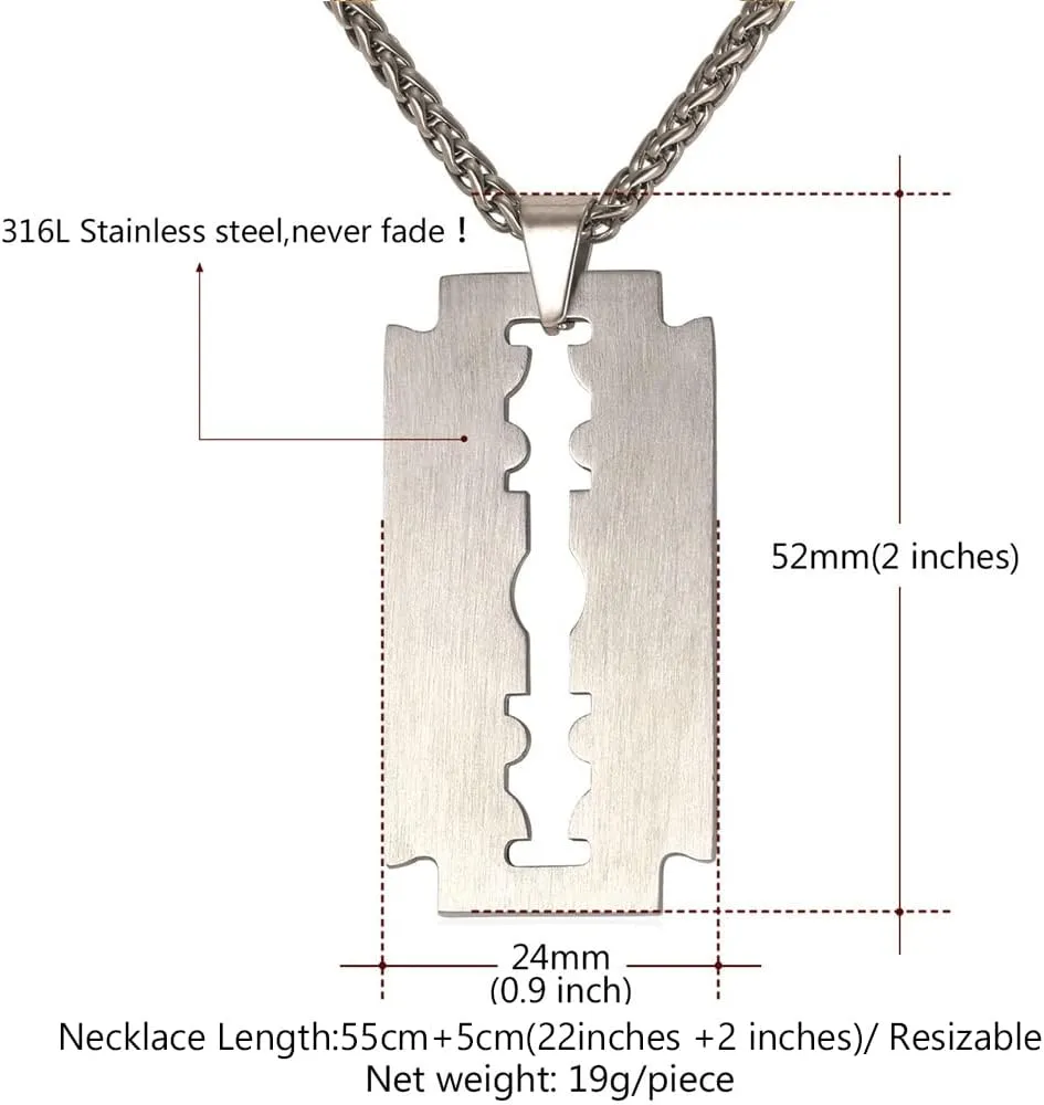 U7 Punk Necklaces Stainless Steel 18K Gold Plated Large Hip Hop Dagger/Knife/Sword/Steampunk Gear/Large Razor Blade Pendant Necklace for Men Women, Chain 22-24 Inches