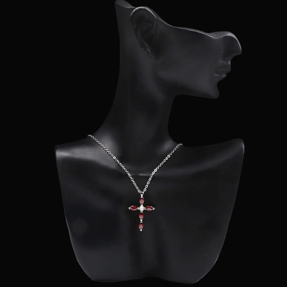 UEUC Silver Birth Stones Cross Necklace for Women Infinity Heart Religious Faith Zircon Cross Necklace for Ladies Jewelry Gifts 18 2 Chain