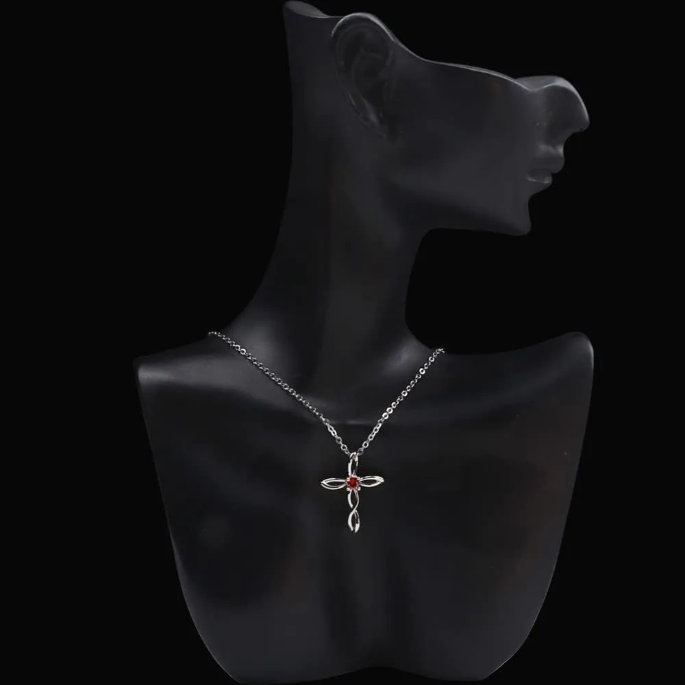UEUC Silver Birth Stones Cross Necklace for Women Infinity Heart Religious Faith Zircon Cross Necklace for Ladies Jewelry Gifts 18 2 Chain