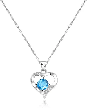 Uloveido Love Heart Pendant Necklace with Cubic Zirconia,Birthday Valentines Day Jewelry Gift for Women Girls Y1901