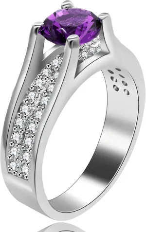 Uloveido Women's Platinum Plated Round Cut AAA Cubic Zirconia Wedding Band Promise Ring for Her with Birthstone Y006