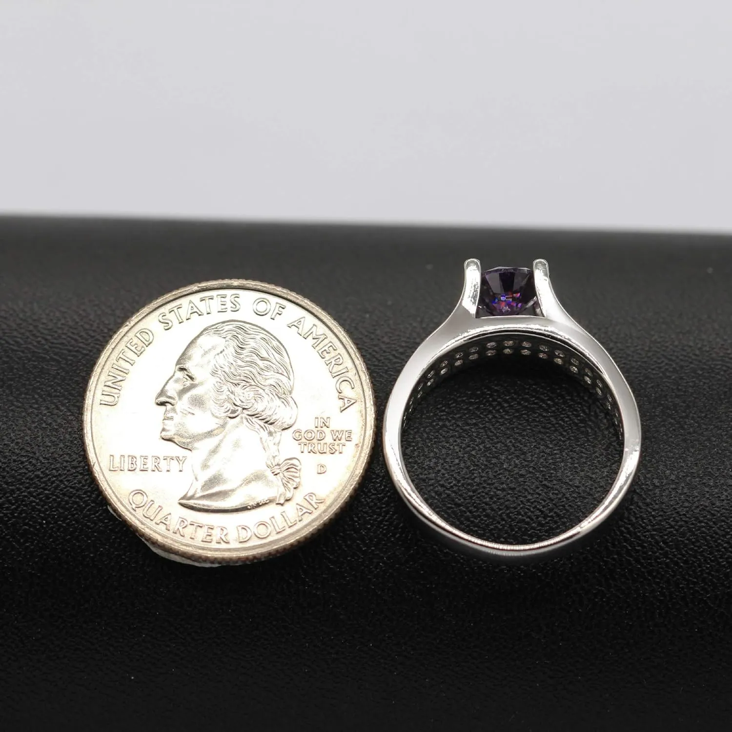 Uloveido Women's Platinum Plated Round Cut AAA Cubic Zirconia Wedding Band Promise Ring for Her with Birthstone Y006