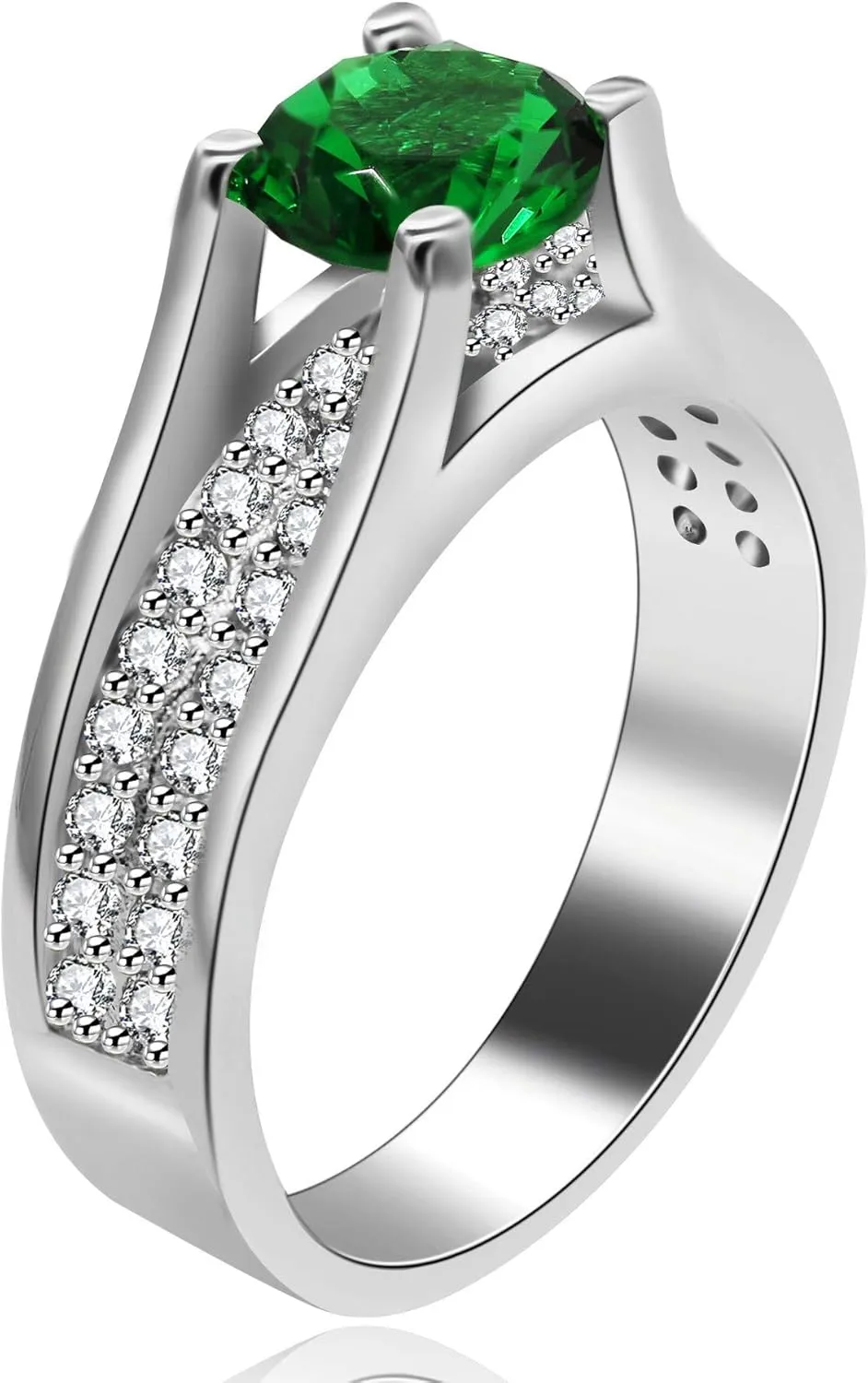 Uloveido Women's Platinum Plated Round Cut AAA Cubic Zirconia Wedding Band Promise Ring for Her with Birthstone Y006