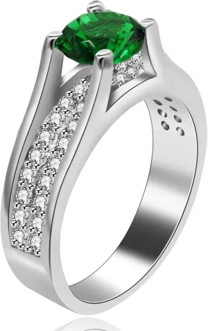Uloveido Women's Platinum Plated Round Cut AAA Cubic Zirconia Wedding Band Promise Ring for Her with Birthstone Y006