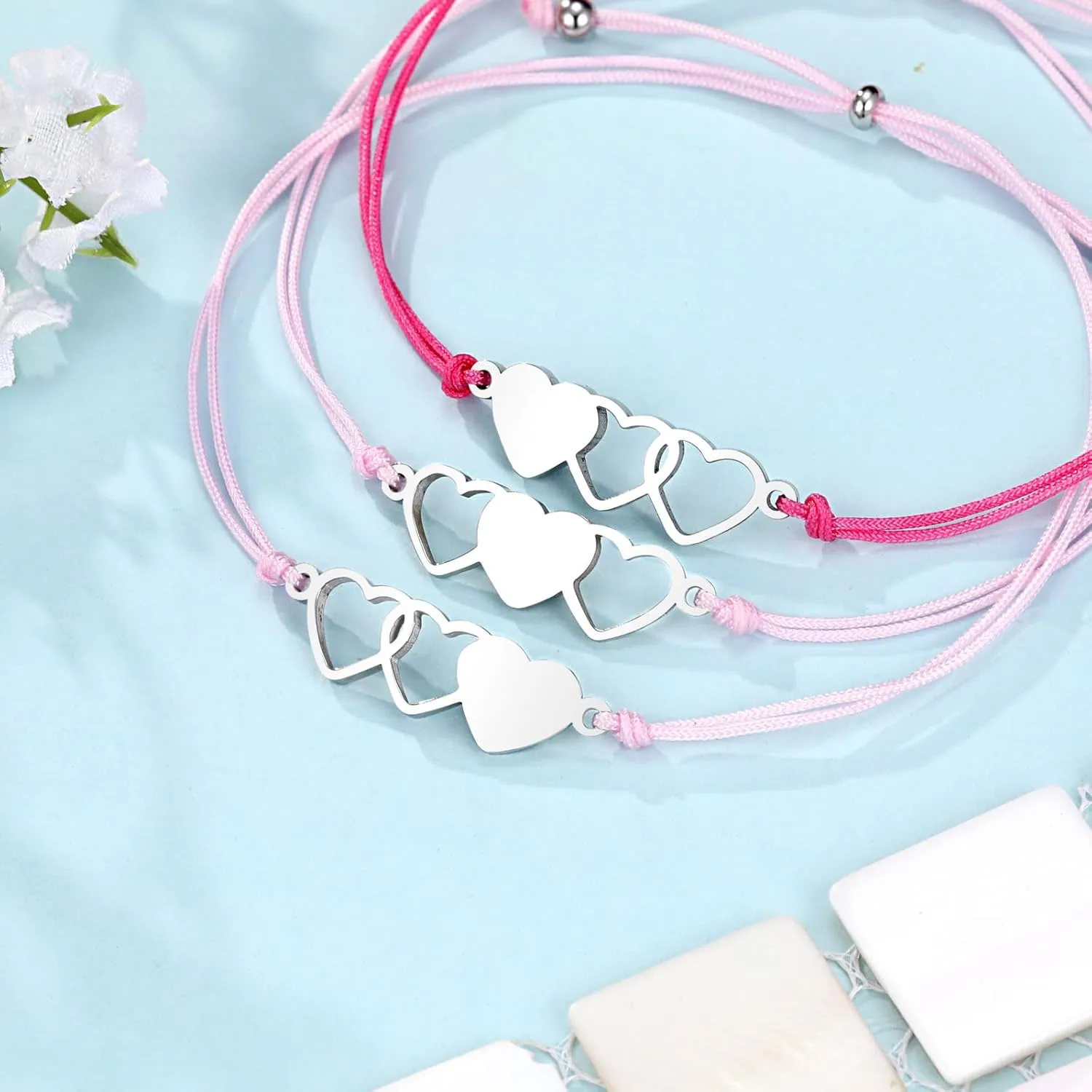 UNGENT THEM Back to School Bracelet Mommy and Me First Day of School Bracelet Matching Heart Mother Daughter Bracelets Set for Daughter Girls