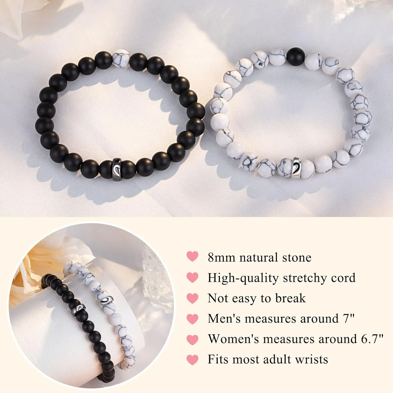 UNGENT THEM Matching Couple Ring Bracelets for Boyfriend Girlfriend Husband Wife Valentines Anniversary Birthday Engagement Gifts