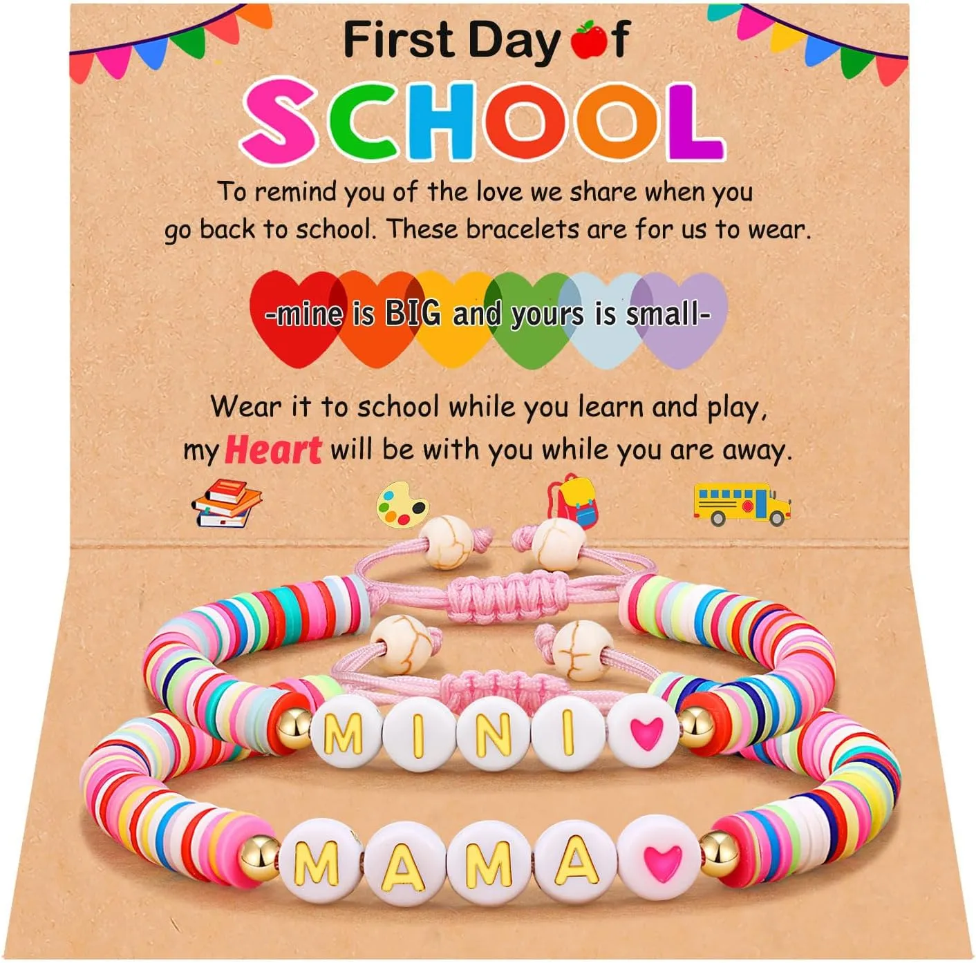 UNGENT THEM Mommy and Me, Mama and Mini Bracelets-Back to School Gifts for Mom and Daughter