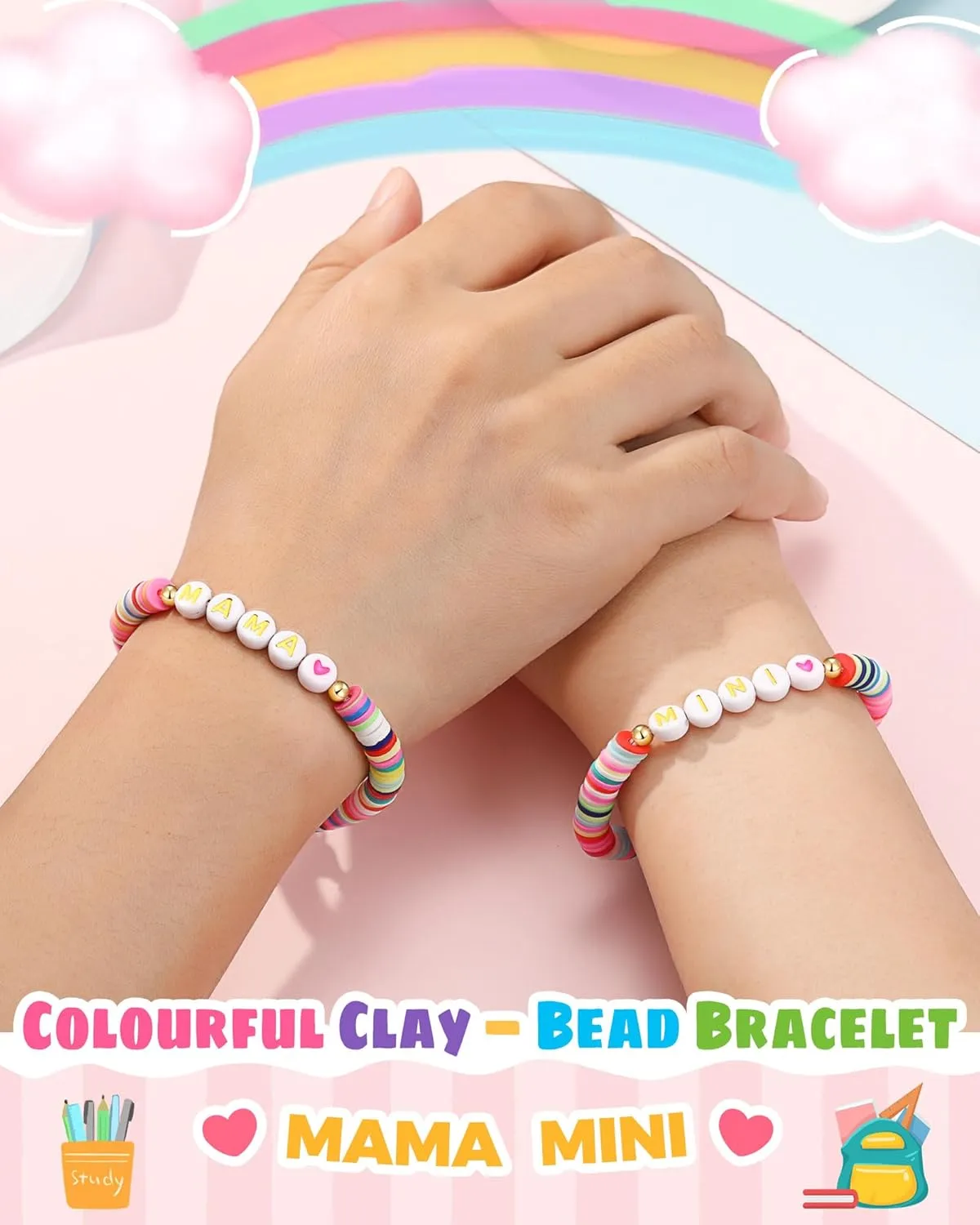 UNGENT THEM Mommy and Me, Mama and Mini Bracelets-Back to School Gifts for Mom and Daughter