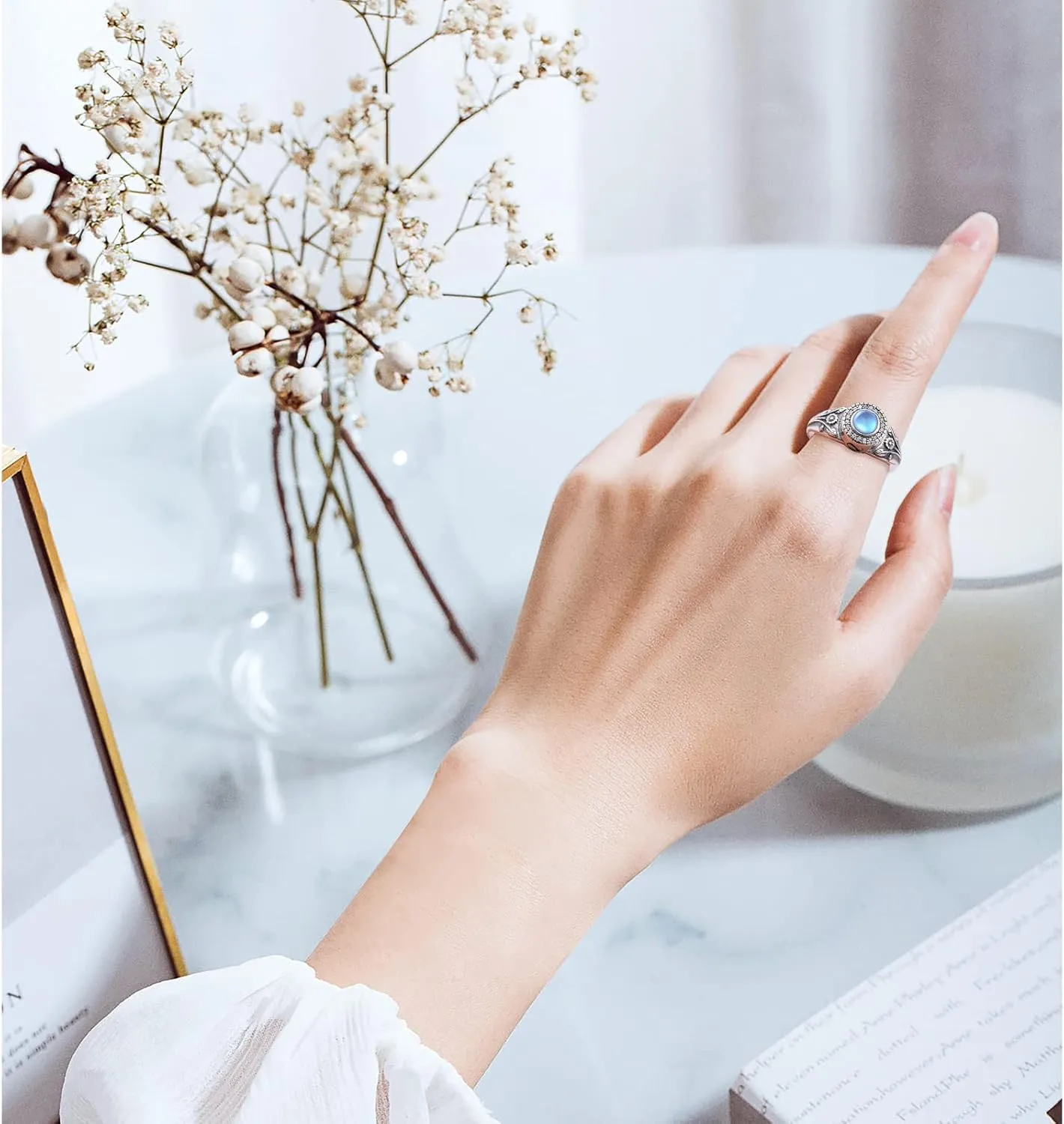 Urn Rings for Ashes for Women, 925 Sterling Silver Rose Flower/Sunflower/Red Cardinal/ Lotus Urn Ring Hold Loved Ones Ashes Forever In My Heart Keepsake Memorial Jewelry Cremation Rings for women