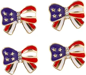 USA American Flag Earrings for Women USA Patriotic Bow Earrings Sparkly Rhinestone Bow Studs Earrings Independence day US 4th of July Outfits Jewelry for Women