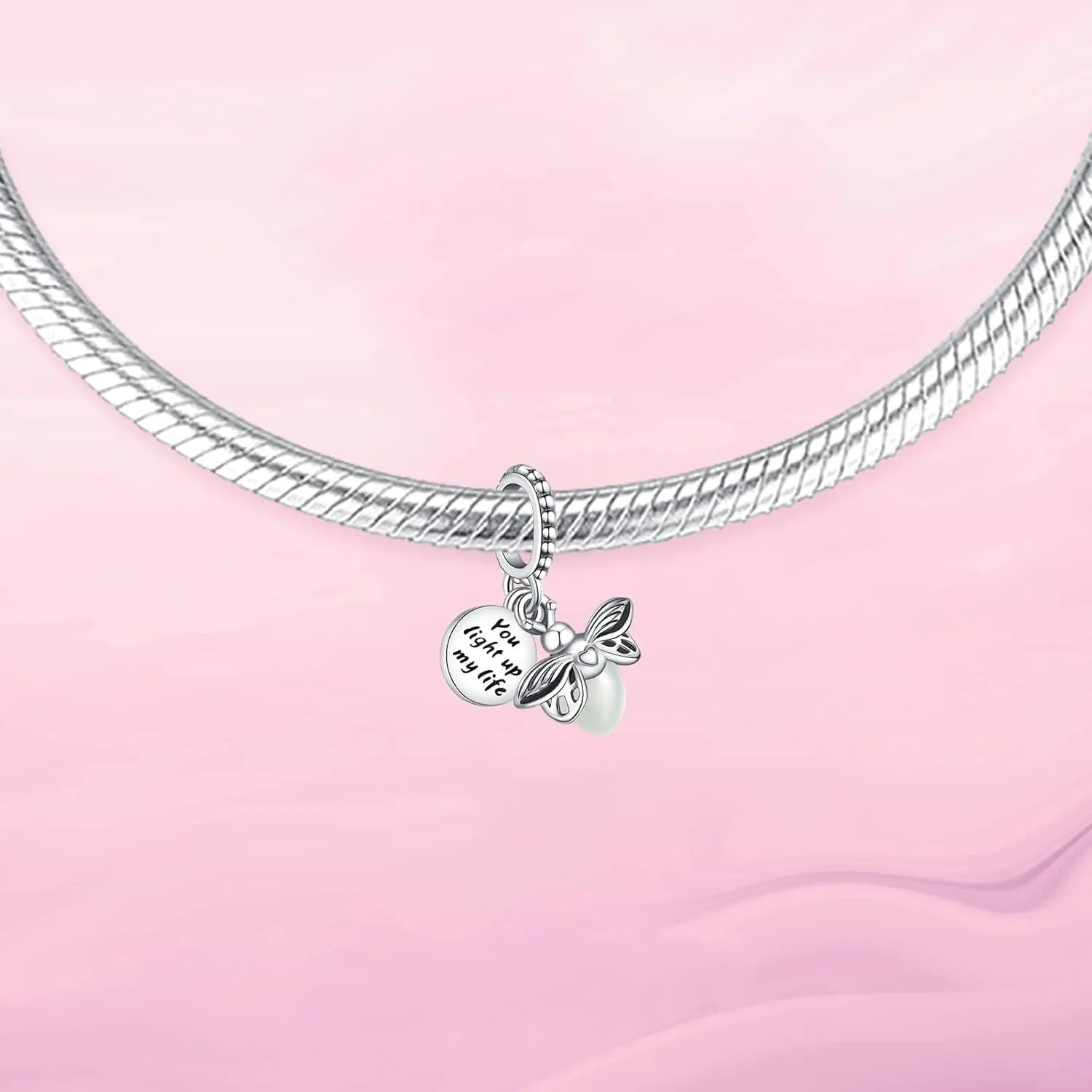 VALGACLS 925 Sterling Silver Family Love Mom Mouse Heart Charms for Bracelets Necklace Valentine's Day Mother's Day Jewelry Charm for Women