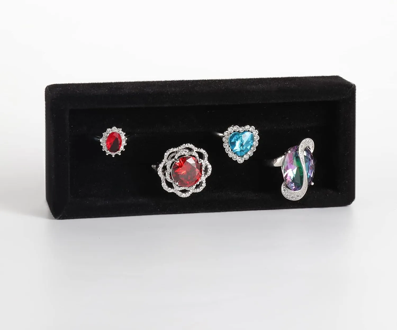 Valyria 2 Slots Velvet Small Ring Organizer Set of 2 Earrings Trays Showcase Display Storage Insert Holder for Jewelry Box, Drawer, Dresser