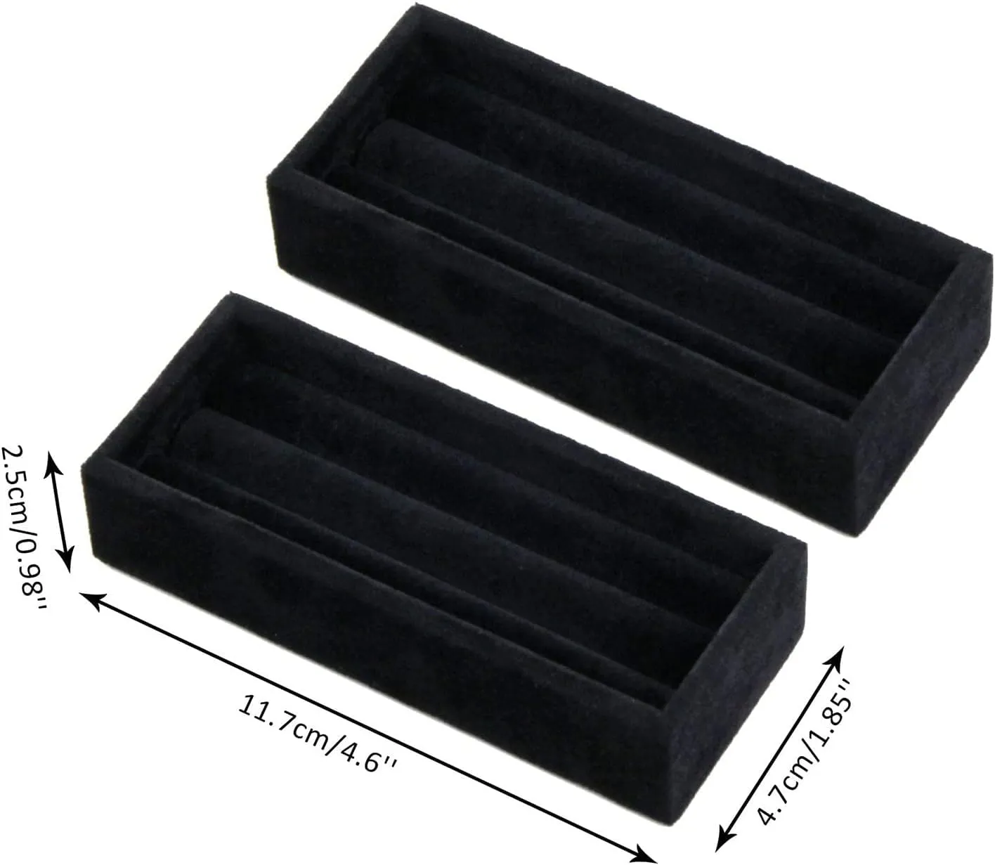 Valyria 2 Slots Velvet Small Ring Organizer Set of 2 Earrings Trays Showcase Display Storage Insert Holder for Jewelry Box, Drawer, Dresser