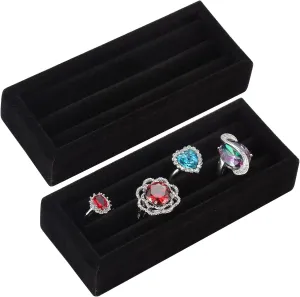 Valyria 2 Slots Velvet Small Ring Organizer Set of 2 Earrings Trays Showcase Display Storage Insert Holder for Jewelry Box, Drawer, Dresser
