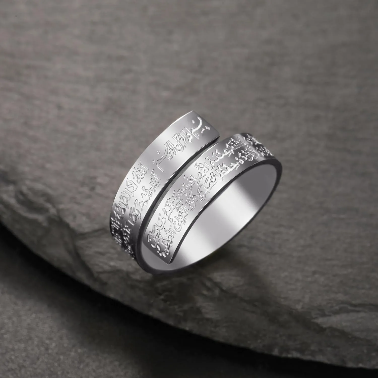 VASSAGO Adjustable Islamic Ayatul Kursi Ring/Bracelet for Women Men Muslim Allah Quran Rings Arabic Calligraphy Openable Rings Islam Eid Islamic Jewelry Gifts