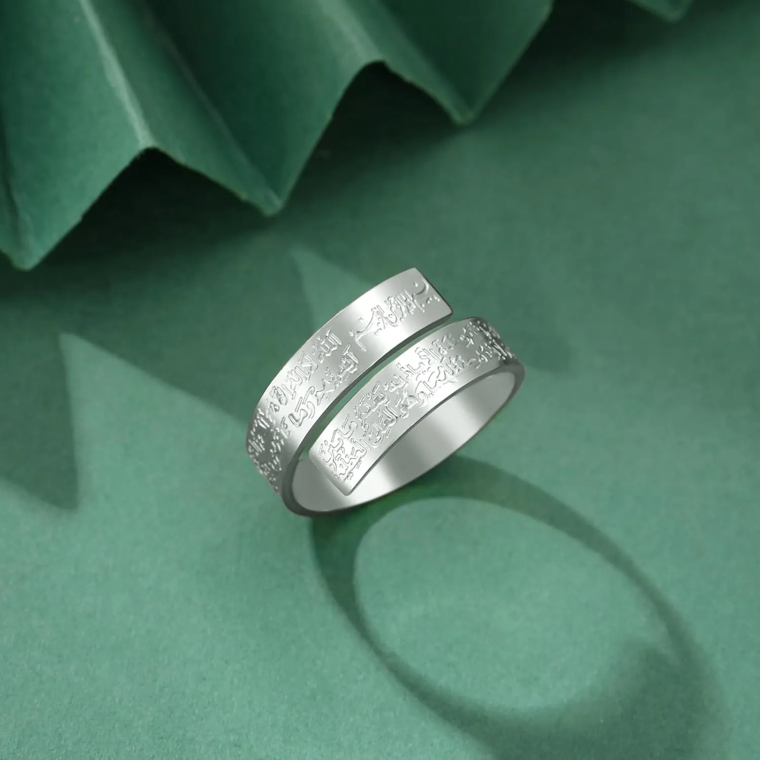 VASSAGO Adjustable Islamic Ayatul Kursi Ring/Bracelet for Women Men Muslim Allah Quran Rings Arabic Calligraphy Openable Rings Islam Eid Islamic Jewelry Gifts