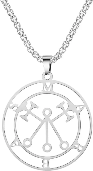VASSAGO Marbas Necklace Satan Statement Necklace Demon Seal Barbas Necklace Stainless Steel Marbas Devil Symbol Solomon Key Jewellery
