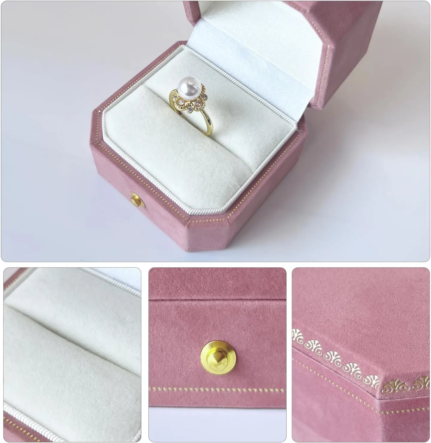 Velvet Ring Box for Proposal,Barbie Pink Ring Case for Wedding Day,Sturdy Earring Box,Jewelry Box,Engagement Box,Gift Boxes, Ideal for Brides, Valentine's Day Gift