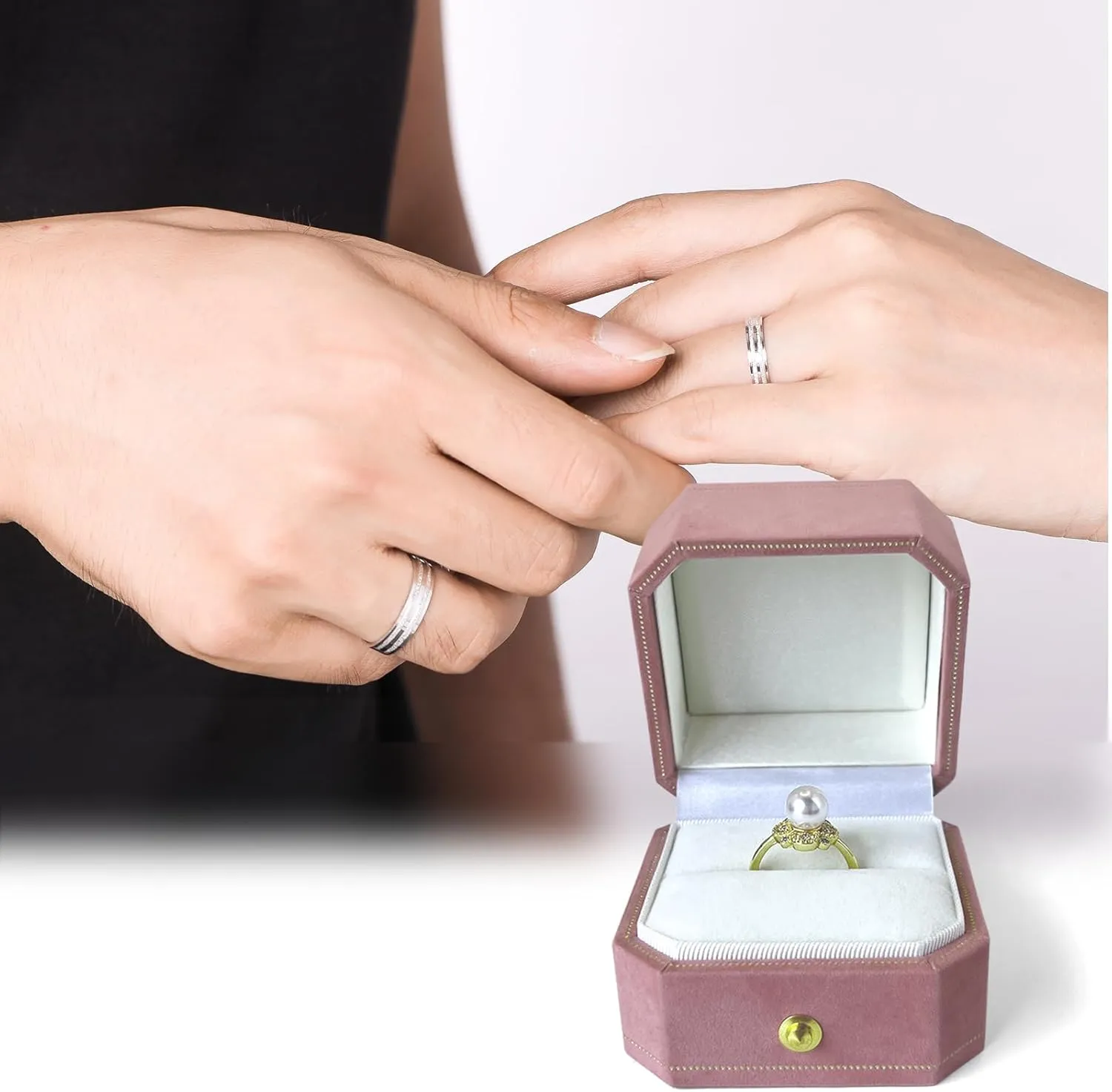 Velvet Ring Box for Proposal,Barbie Pink Ring Case for Wedding Day,Sturdy Earring Box,Jewelry Box,Engagement Box,Gift Boxes, Ideal for Brides, Valentine's Day Gift