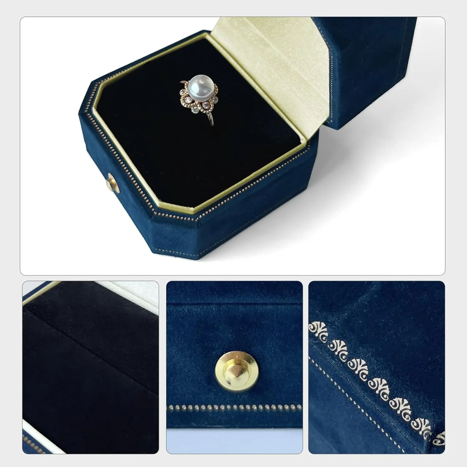 Velvet Ring Box for Proposal,Navy Blue,Deep Blue, for Wedding Day,Sturdy Earring Box,Jewelry, Engagement Box,Gift Boxes, Ideal for Brides, Odorable Gift