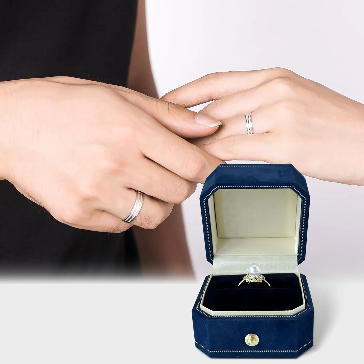 Velvet Ring Box for Proposal,Navy Blue,Deep Blue, for Wedding Day,Sturdy Earring Box,Jewelry, Engagement Box,Gift Boxes, Ideal for Brides, Odorable Gift
