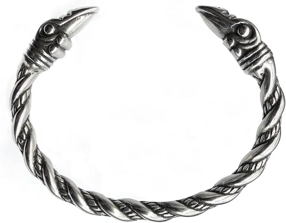Viking Bracelet for Men Arm Ring Raven Heads Bangle Scandinavian Bracelet Adjustable Stainless Steel Cuff Bracelets Norse Jewelry