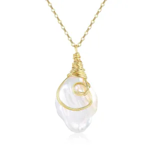 Vintage Baroque Pearl Pendant Choker Necklace for Women Dainty Freshwater Baroque Pearl Jewelry Chain Delicate Handmade Jewelry Gift for Mom Lover Her (14K Gold Plated)