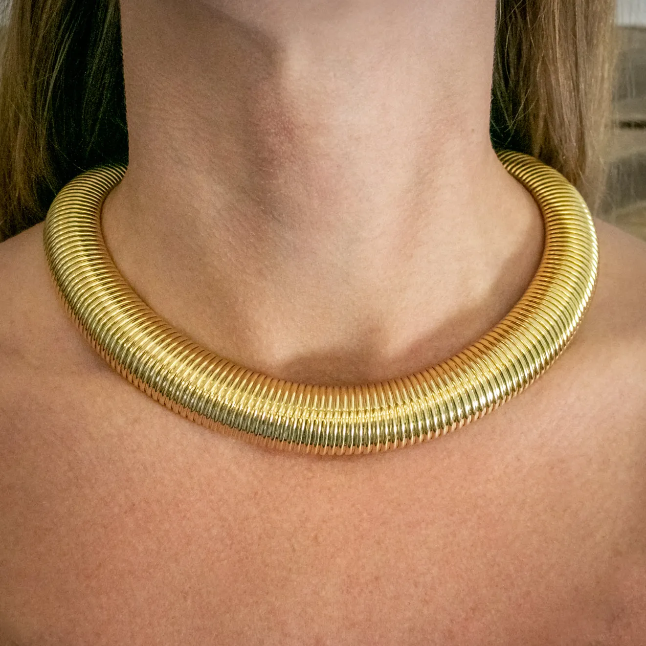 Vintage Cleopatra Snake Collar Gold Plated Necklace