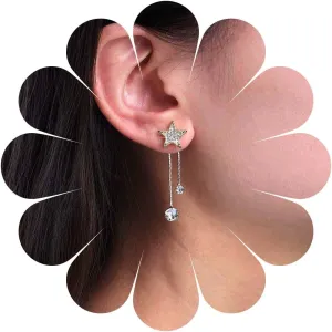 Vintage Crystal Butterfly Tassel Earrings Rhinestone Butterfly Ear Jacket Earrings Gold Long Chain CZ Drop Earrings Rhinestone Butterfly Earrings CZ Butterfly Stud Earrings Jewelry for Women