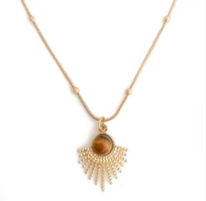 vintage-Inspired gold-tone alloy necklace cat's eye stone pendant necklace elegance and mystique jewelry accessory for women