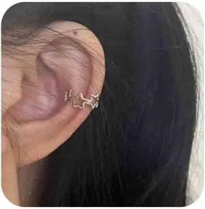 Vintage Star Ear Cuff Earrings Hollow Star Cuff Wrap Earring Star Cartilage Clip On Earrings Silver Star Non Pierced Earrings Jewelry for Women