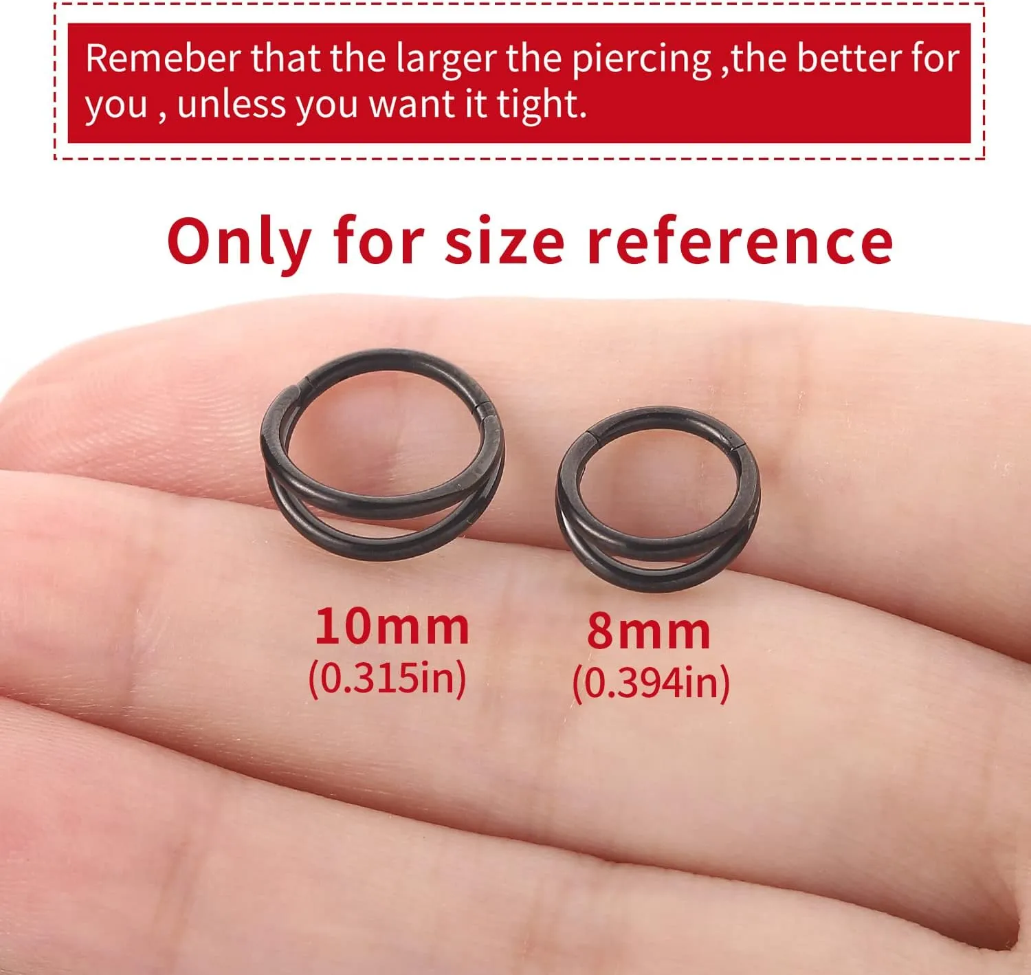 VOJO G23 Titanium 16G Cartilage Septum Hoop Piercing Jewelry Double Row Plated CZ Beads Conch Nose Rings Tragus for Women Men