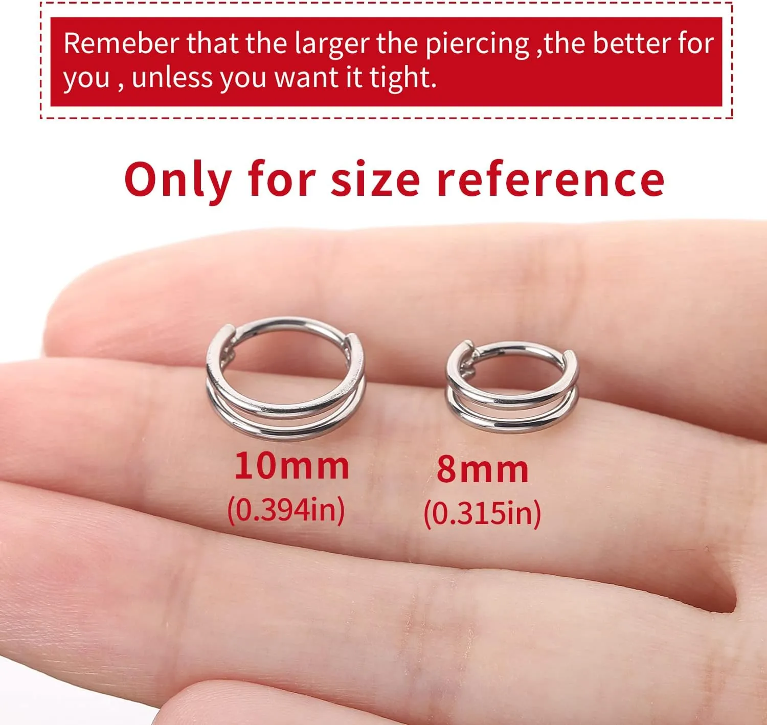 VOJO G23 Titanium 16G Cartilage Septum Hoop Piercing Jewelry Double Row Plated CZ Beads Conch Nose Rings Tragus for Women Men