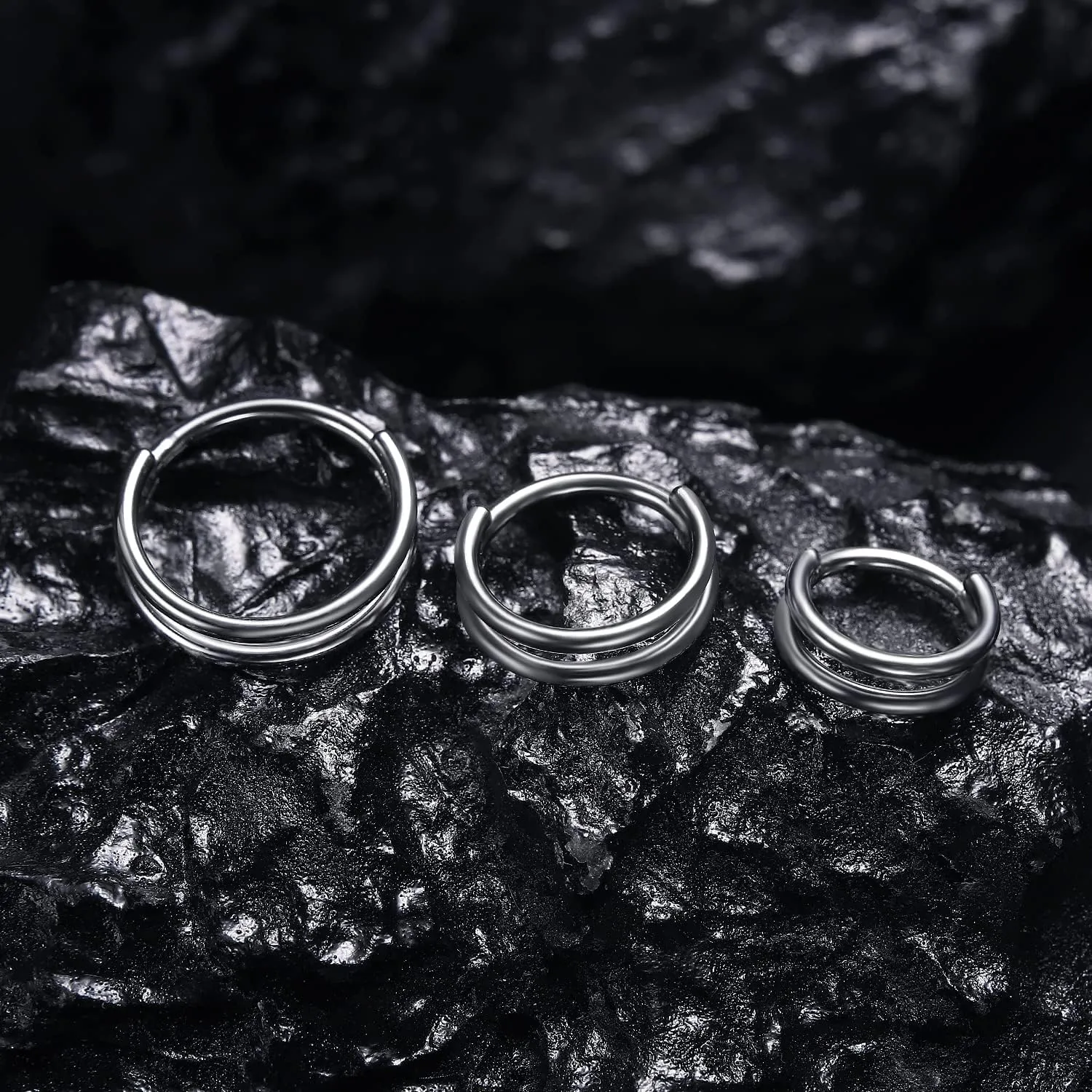 VOJO G23 Titanium 16G Cartilage Septum Hoop Piercing Jewelry Double Row Plated CZ Beads Conch Nose Rings Tragus for Women Men
