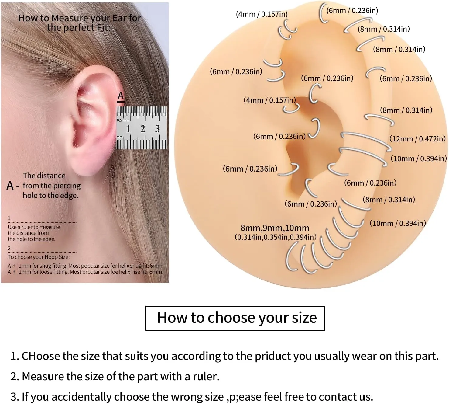 VOJO G23 Titanium 16G Cartilage Septum Hoop Piercing Jewelry Double Row Plated CZ Beads Conch Nose Rings Tragus for Women Men