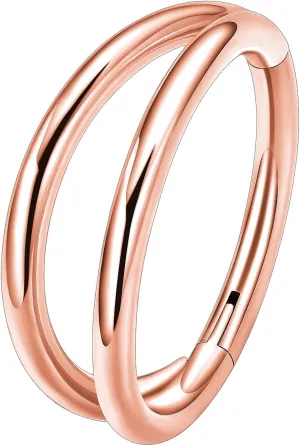 VOJO G23 Titanium 16G Cartilage Septum Hoop Piercing Jewelry Double Row Plated CZ Beads Conch Nose Rings Tragus for Women Men