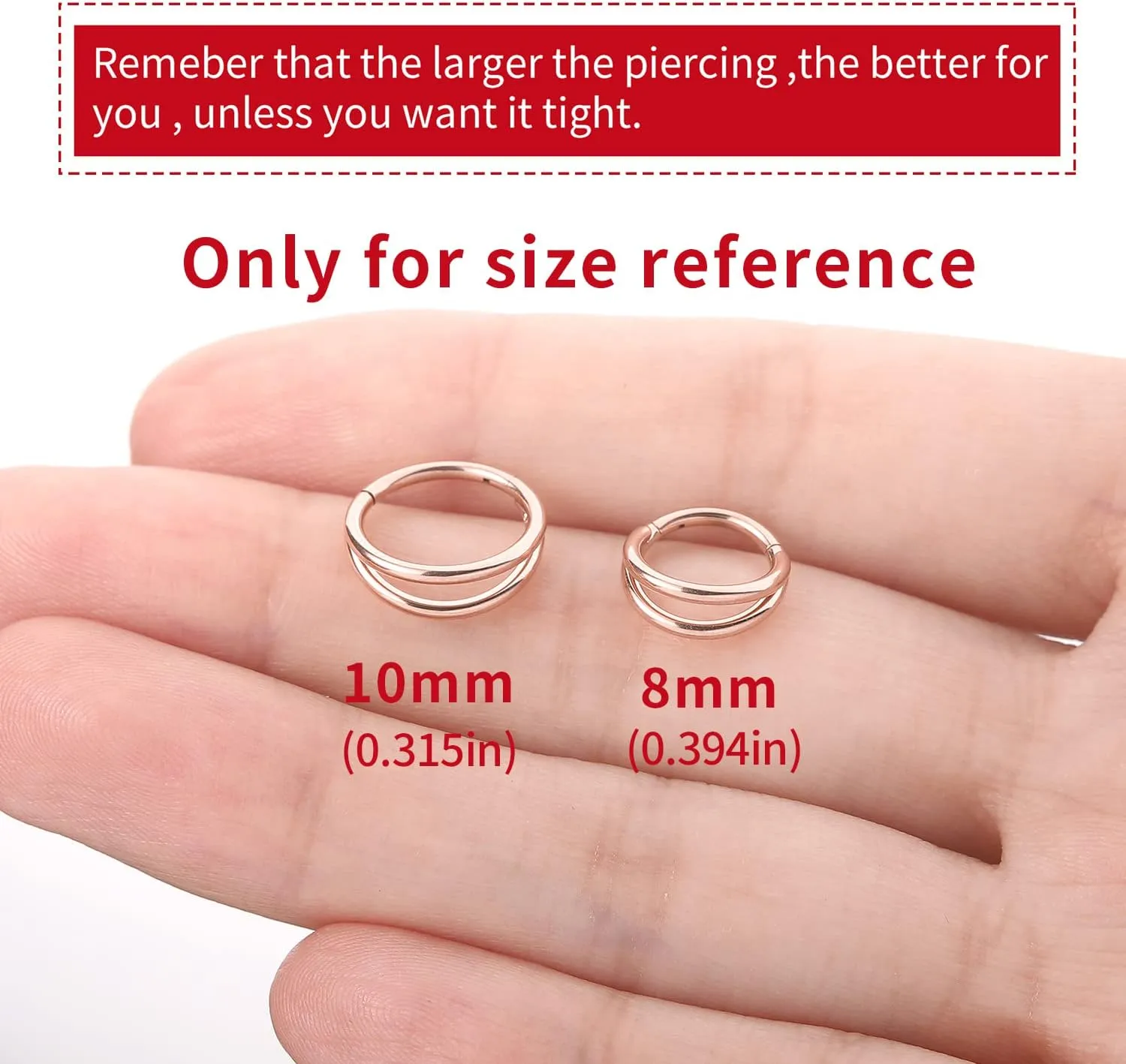 VOJO G23 Titanium 16G Cartilage Septum Hoop Piercing Jewelry Double Row Plated CZ Beads Conch Nose Rings Tragus for Women Men