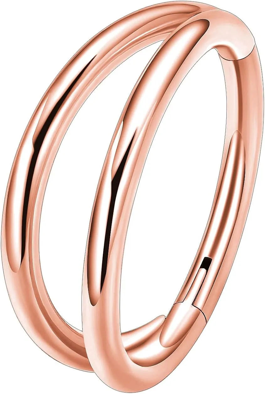 VOJO G23 Titanium 16G Cartilage Septum Hoop Piercing Jewelry Double Row Plated CZ Beads Conch Nose Rings Tragus for Women Men