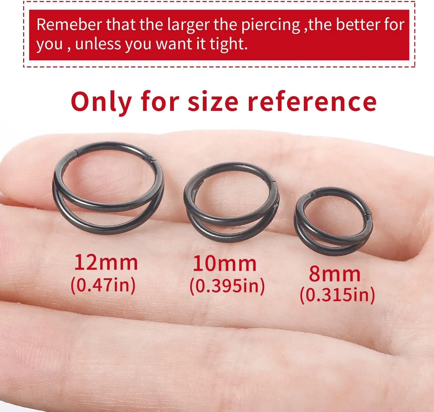 VOJO G23 Titanium 16G Cartilage Septum Hoop Piercing Jewelry Double Row Plated CZ Beads Conch Nose Rings Tragus for Women Men