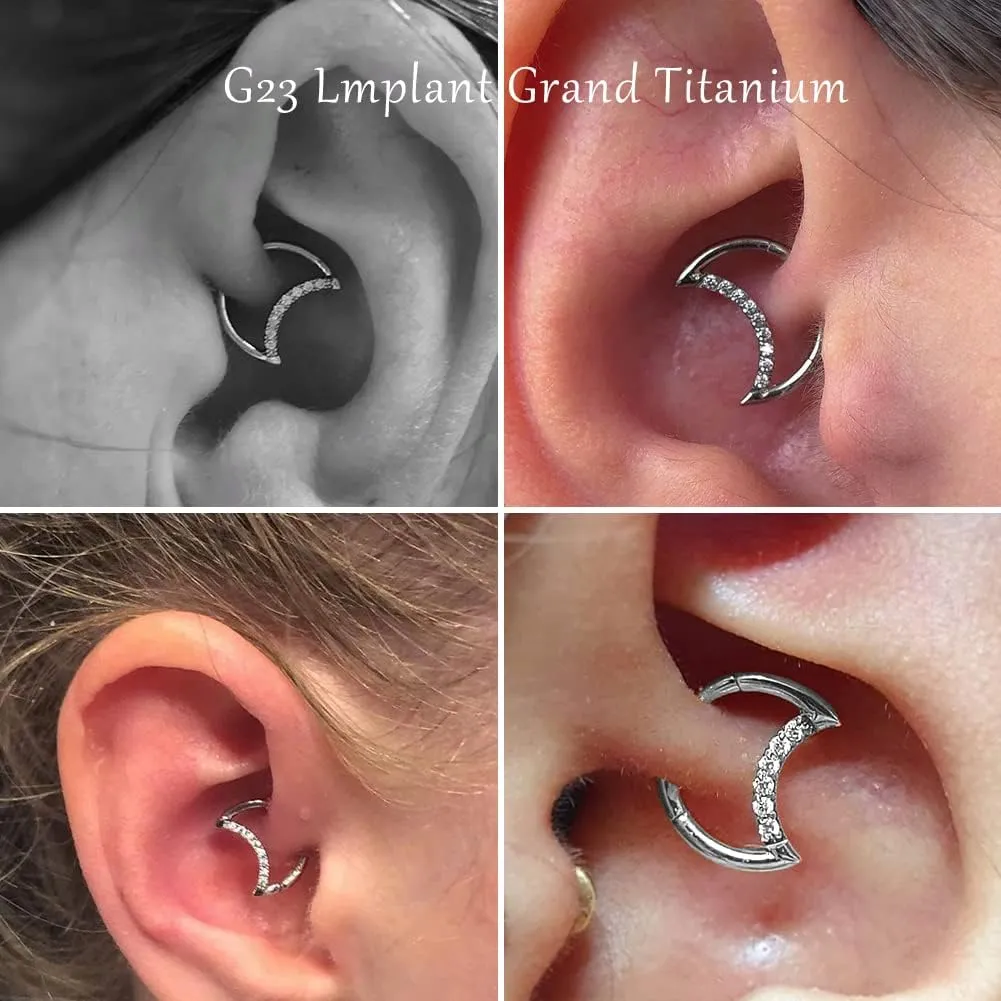 VOJO G23 Titanium Moon Daith Rook Piercing Earrings Jewelry Tragus Helix Nose Rings Cartilage for Women