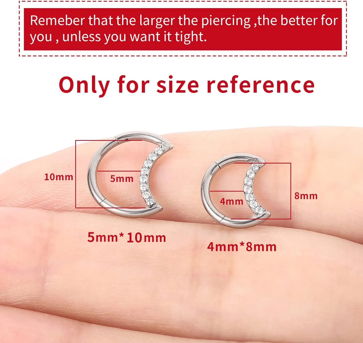 VOJO G23 Titanium Moon Daith Rook Piercing Earrings Jewelry Tragus Helix Nose Rings Cartilage for Women