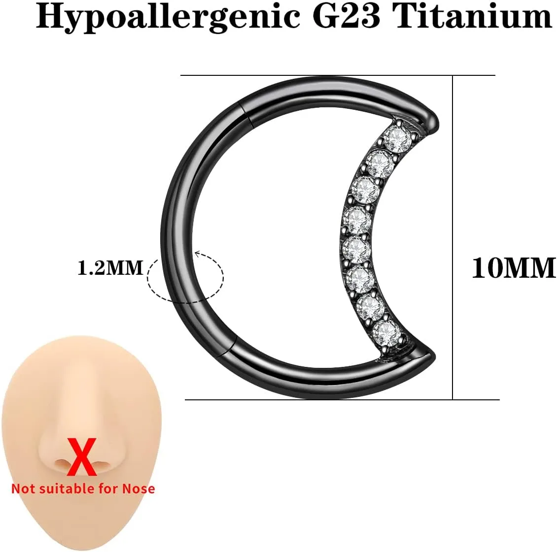 VOJO G23 Titanium Moon Daith Rook Piercing Earrings Jewelry Tragus Helix Nose Rings Cartilage for Women