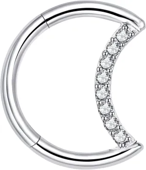 VOJO G23 Titanium Moon Daith Rook Piercing Earrings Jewelry Tragus Helix Nose Rings Cartilage for Women