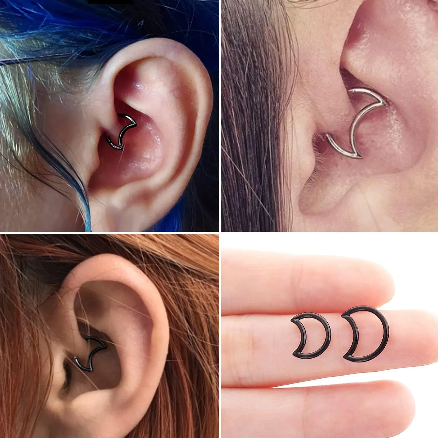 VOJO G23 Titanium Moon Daith Rook Piercing Earrings Jewelry Tragus Helix Nose Rings Cartilage for Women