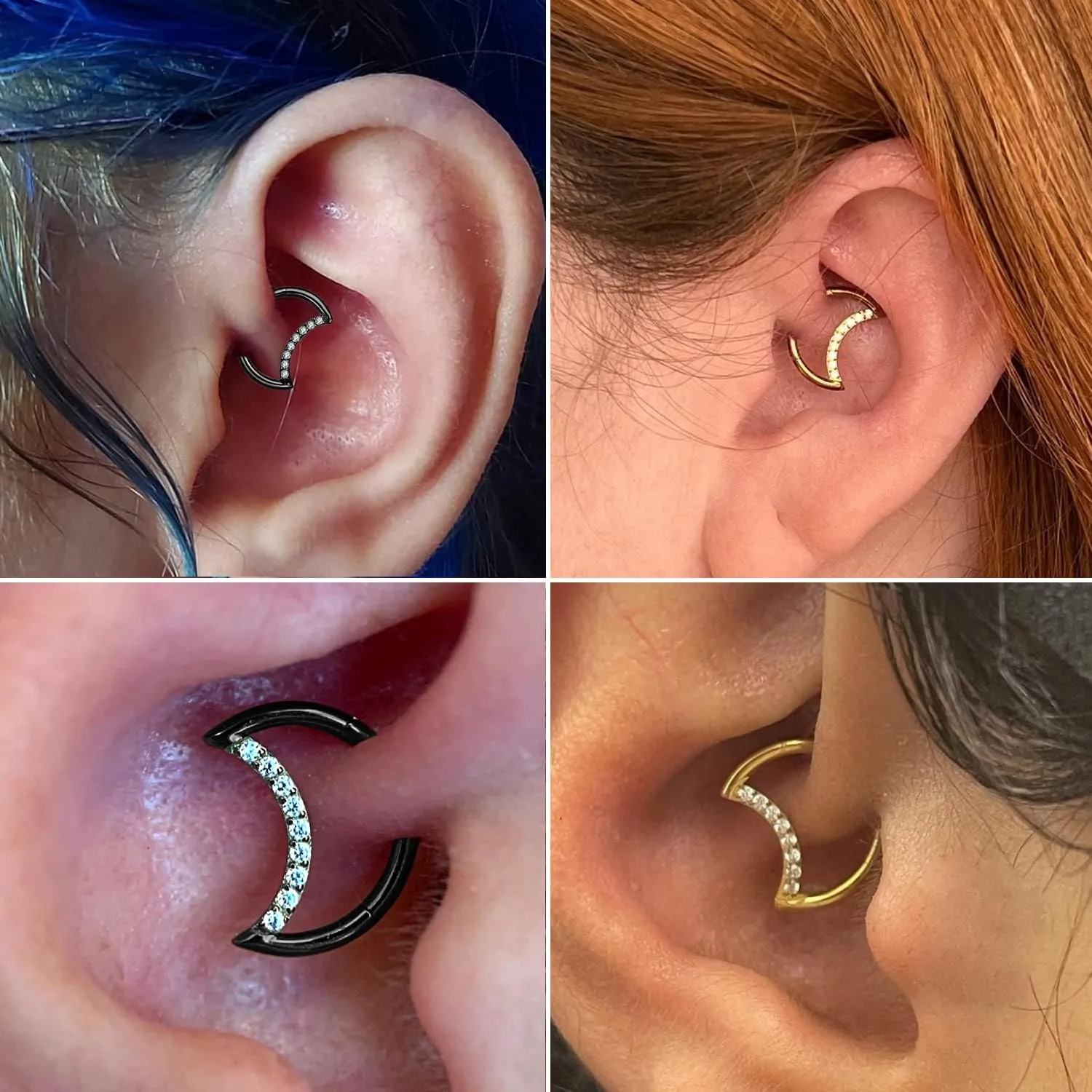 VOJO G23 Titanium Moon Daith Rook Piercing Earrings Jewelry Tragus Helix Nose Rings Cartilage for Women