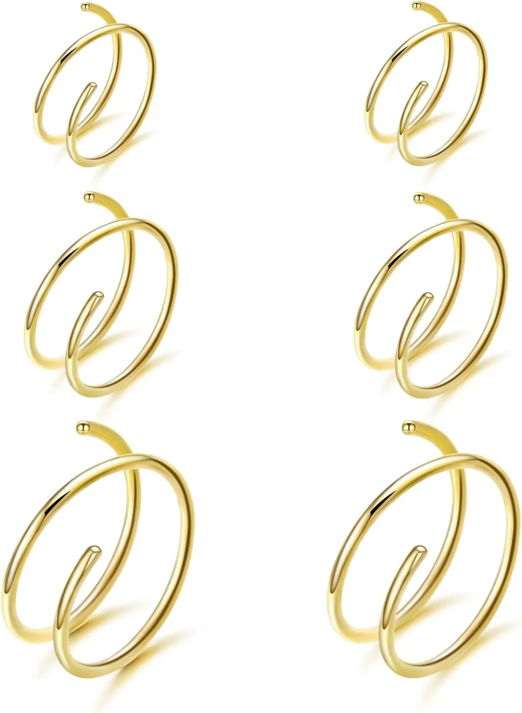 VOJO G23 Titanium Spiral Double Hoop Nose Rings 20G 6/8/10mm Hypoallergenic Thin Piercing Jewelry for Women Men