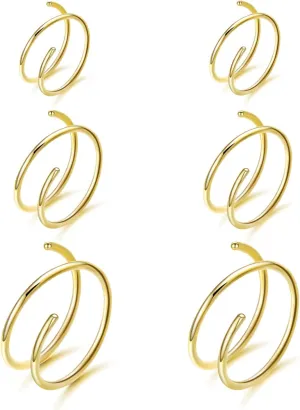 VOJO G23 Titanium Spiral Double Hoop Nose Rings 20G 6/8/10mm Hypoallergenic Thin Piercing Jewelry for Women Men