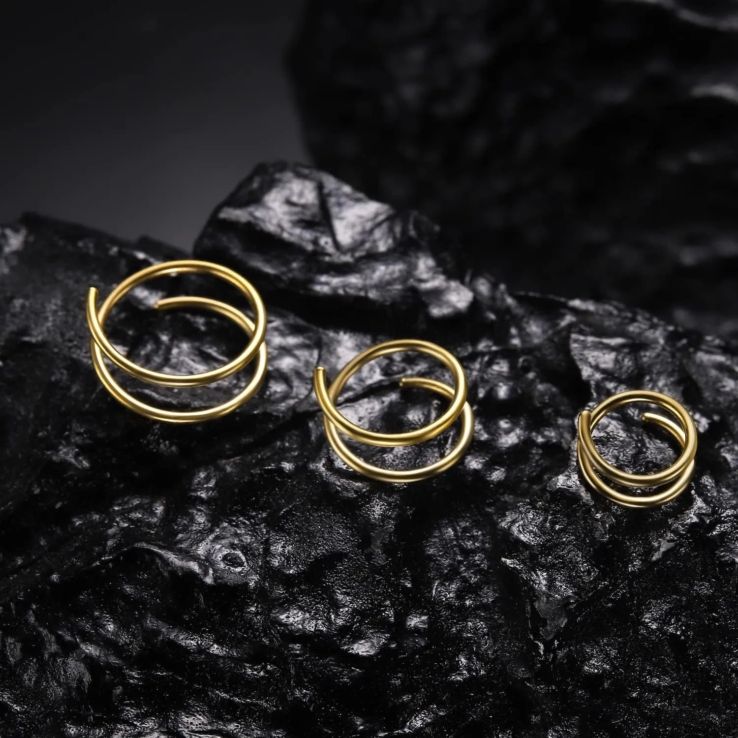 VOJO G23 Titanium Spiral Double Hoop Nose Rings 20G 6/8/10mm Hypoallergenic Thin Piercing Jewelry for Women Men